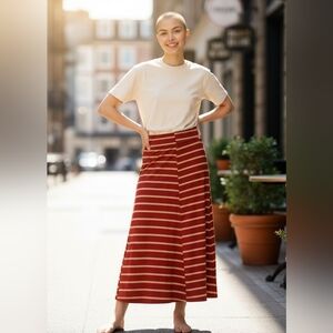 DNA Couture plus size 3x (more like a 16) Maxi Skirt Red/Tan Type 3 NWOT